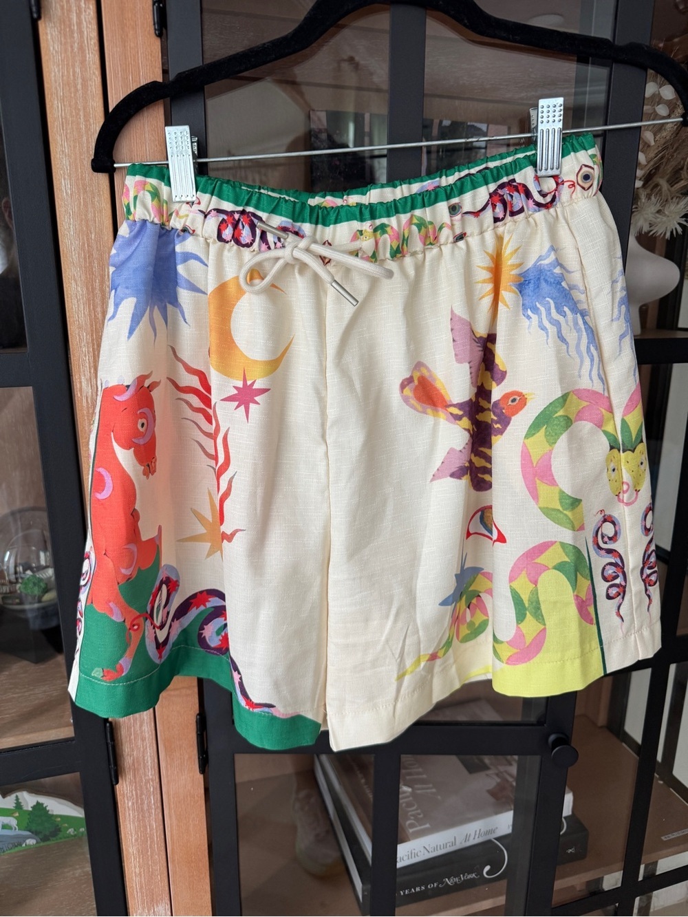 Amazon seeker print shorts high rise colorful horse snake celestial drawstring